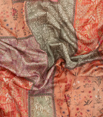 Dusty Pink Printed Chanderi Cotton Saree With Floral Motifs-CC1717