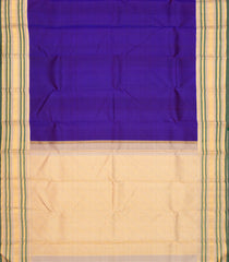 Purple Handloom Korvai Kanchipuram Silk Saree With Contrast Cream Border-KA12996