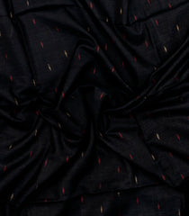 Black Handloom Bengal Cotton Saree With Meena Buttas-BG1990