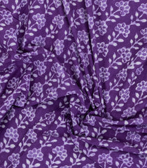 Purple Printed Jaipur Cotton Saree With Floral Motifs-JC1594