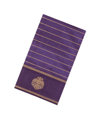 Lilac Handloom Silk Cotton Saree With Veldhari Stripes-SC4540