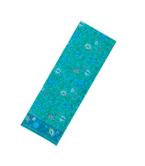 Cyan Printed Pure Satin Silk Saree With Floral Motifs-PS0942