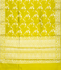 Neon Green Woven Dupion Silk Saree With Floral Buttas-DS0513