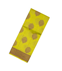 Lime Green Woven Tussar Silk Saree With Floral Butta Motifs-TU2940