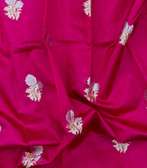 Pink Woven Banarasi Poona Silk Saree With Buttas & Contrast Meena Border-BP1034