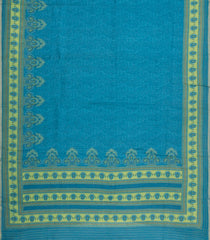 Blue Printed Tussar Silk Saree With Floral Motifs-TU3617