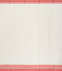 Off White Handloom Chanderi Cotton Saree With Red Printed Floral Motifs-CC1303