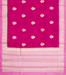 Hot Pink Woven Banarasi Poona Silk Saree With Buttas & Contrast Border-BP1045