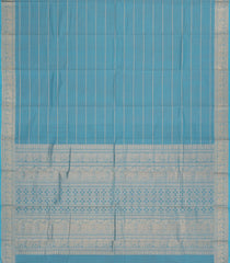 Light Blue Handloom Kanchi Cotton Saree With Veldhari Stripes-KC1837