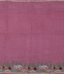 Pink Pritned Dupion Saree With Zari Checks & Border -BL5000