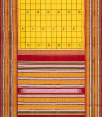 Yellow Handloom Korvai Kanchipuram Silk Saree With Checks-KA15125