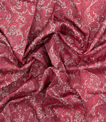 Peach Printed Silk Saree With Floral Motifs & Contrast Border-PS0797