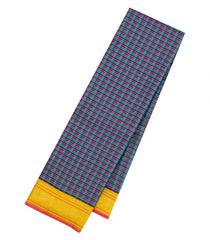 Multi Colour Handloom Korvai Kanchipuram Silk Saree With Checks-KA15458