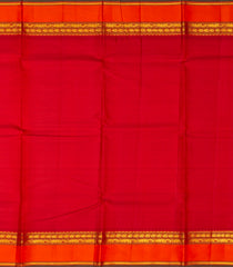 Cream Handloom Korvai Kanchipuram Silk Saree With Checks & Temple Border-KA12597