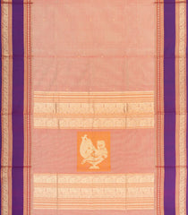 Peach Handloom Silk Cotton Saree With Buttas & Contrast Border-SC4596