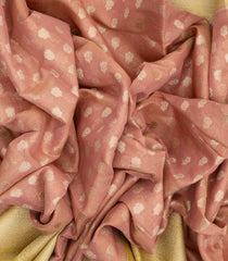 Peach Woven Banarasi Tissue Silk Saree With Floral Motifs-BE1605