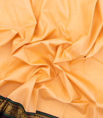 Light Peach Handloom Korvai Kanchipuram Silk Saree With Black Border-KA14849