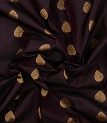 Dark Brown Woven Pure Silk Saree With Buttas & Contrast Border-EC2568