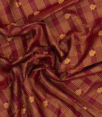 Maroon Handloom Kanchipuram Silk Saree With Checks & Buttas-KA15717