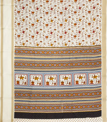 Off White Printed Synthetic Dola Silk Saree With Sequin Work Border-SY0259