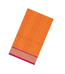 Orange Handloom Pochampally Ikat Silk Saree With Tie & Dye Motifs -IK0426