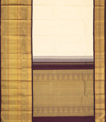 Cream Handloom Korvai Kanchipuram Silk Saree With Contrast Border-KA16064