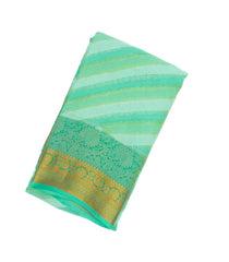 Aquamarine Mysore Crepe Silk Saree With Diagonal Stripes