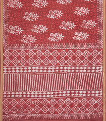 Red Printed Jaipur Cotton Saree With Floral Motifs-JC1494