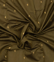 Olive Green Handloom Maheswari Silk Cotton Saree With Floral Buttas & Zari Border-SC4867