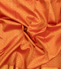 Rust Handloom Kanchipuram Silk Saree With Rudraksham Motifs-KA15216