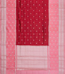 Red Woven Banarasi Poona Silk Saree With Checks & Buttas-BP1017