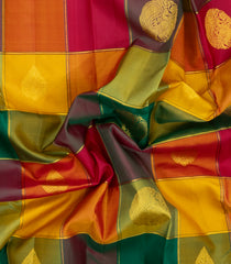 Multi Colour Handloom Kanchipuram Silk Saree With Checks & Buttas-KA16432