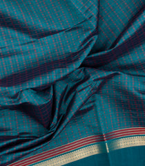 Teal Handloom Silk Cotton Saree With Checks-SC4230