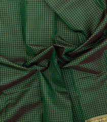 Green Handloom Kanchipuram Silk Saree With Zari Checks-KA15651