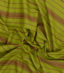 Light Green Woven Bengal Cotton Saree With Stripes & Contrast Border-BG1889