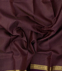 Burgundy Handloom Kanchipuram Silk Saree With Zari Checks-KA15129