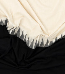 White & Black Handwoven Half & Half Bengal Cotton Saree -BG1528