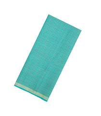 Aquamarine Woven Tussar Silk Saree With Wave Motifs & Zari Border-TU3540