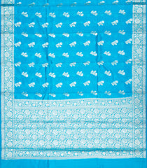 Turquoise Woven Dupion Silk Saree With Floral Buttas-DS0510