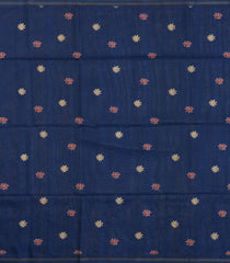 Indigo Printed Synthetic Tussar Silk Saree With Contrast Border-SY0112