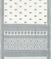 White Handloom Tussar Silk Saree With Printed Floral Motifs-TU2693