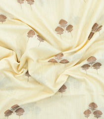 Off White Woven Art Linen Saree With Zari Border-BL5637