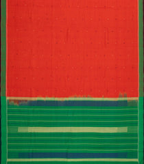 Red Handloom Kanchi Cotton Saree With Kamalam Buttas-KC1715
