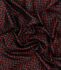 Black Handloom Rajkot Patola Silk Saree With Ikat Chevron Motifs-IK0462
