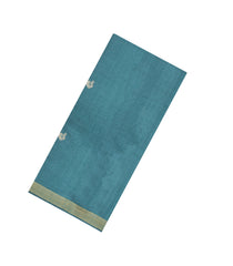 Cyan Woven Tussar Silk Saree With Annam Buttas-TU3238