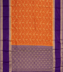 Orange Woven Blended Viscose Saree With Floral Zari Motifs-BL6106