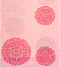 Peach Printed Synthetic Linen Saree With Floral Motifs-SY0164