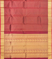 Maroon Handloom Kanchipuram Silk Saree With Zari Motifs-KA15687