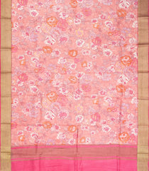 Baby Pink Woven Chiniya Silk Saree Digital Printed With Floral Motifs