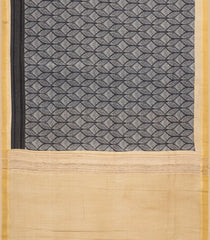 Black Woven Tussar Silk Saree With Printed Geometric Motifs-TU3072